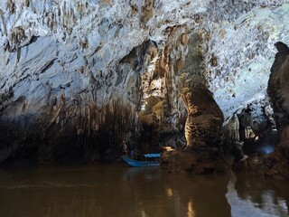stalactites, stalagmite inside the Phong Nha cave, Quang Binh