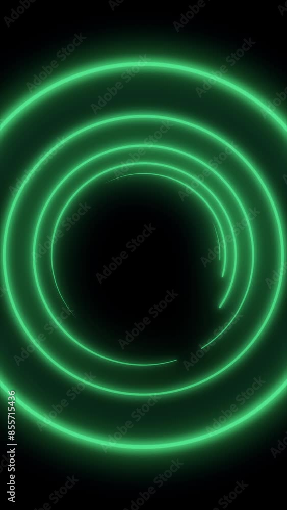 Canvas Prints widening circles creating tunnel effect. media. green neon laser circles on a black background. vert