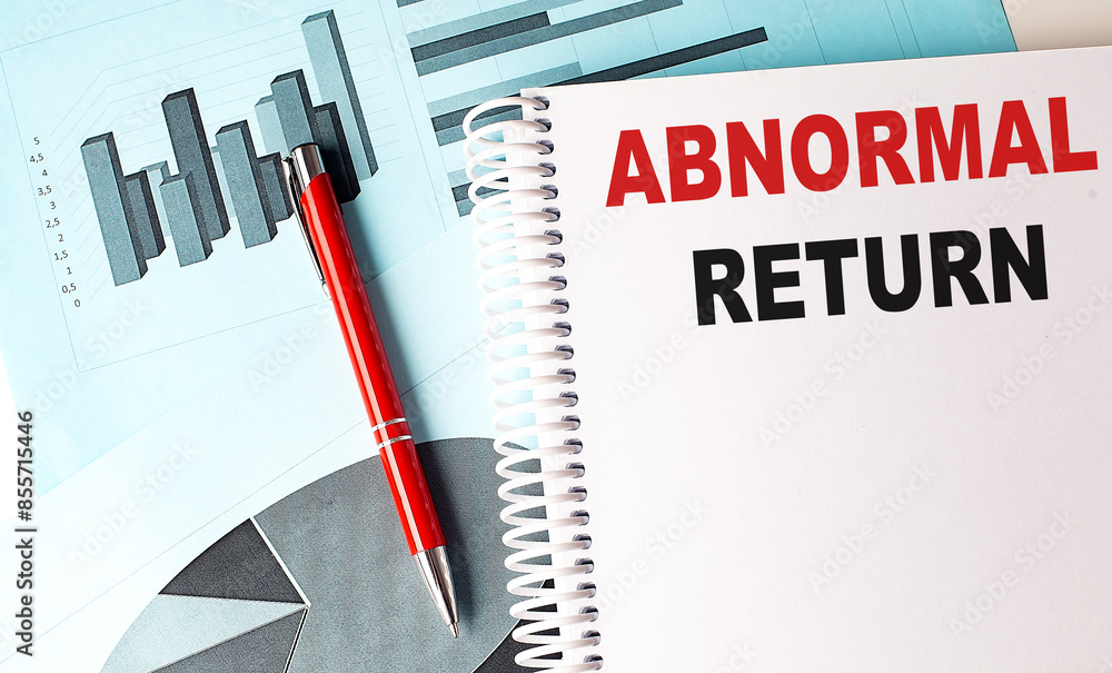 Poster abnormal return text on notebook on chart background