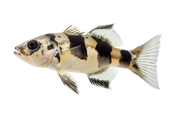 Fototapeta premium Black and White Striped Fish isolated on white background