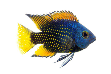 Yellow and Blue Spotted Cichlid Fish