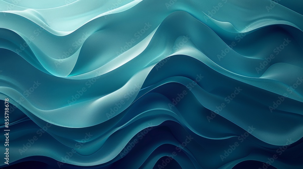Poster a graceful abstract composition featuring soft, flowing blue waves creating a serene and calming vis