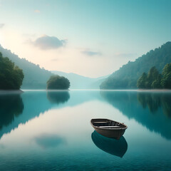 Boat on the calm lake picture