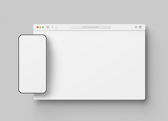 Blank web browser with mobile screen mockup