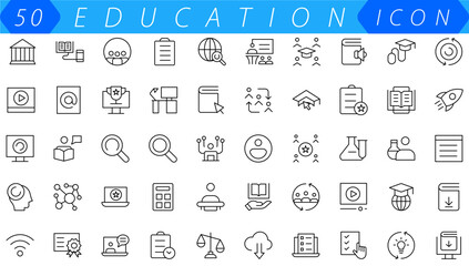 Education and Learning thin line icons set. Education, School, Learning editable stroke icons. Vector illustration