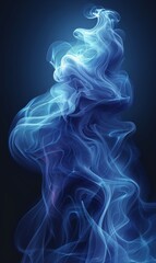 Fototapeta premium Abstract black and white gradient background with blue swirling smoke effect