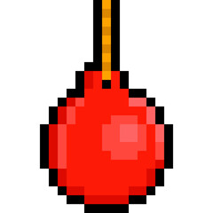 Obraz premium Pixel art cartoon red christmas bauble icon