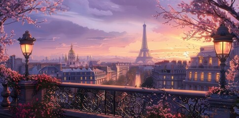 City Sunset Horizon. Urban skyline at dusk concept