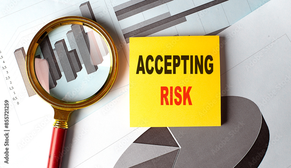Poster accepting risk text on sticky on chart background