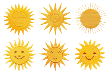 cute sun embroidery design set