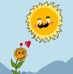 Sunflower in love with the big sun