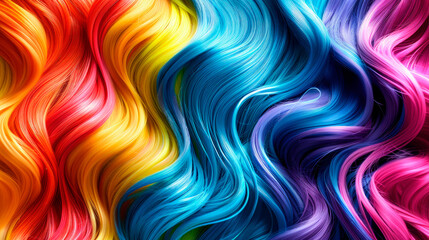Close-up of vivid multicolored curly hair.