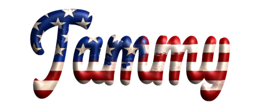 Tammy - Bandiera degli Stati Uniti - nome proprio - scrittura tubolare effetto tridimensionale - Grafica vettoriale - Parola auguri, banner, biglietti, stampe, cricut, silhouette, sublimazione	