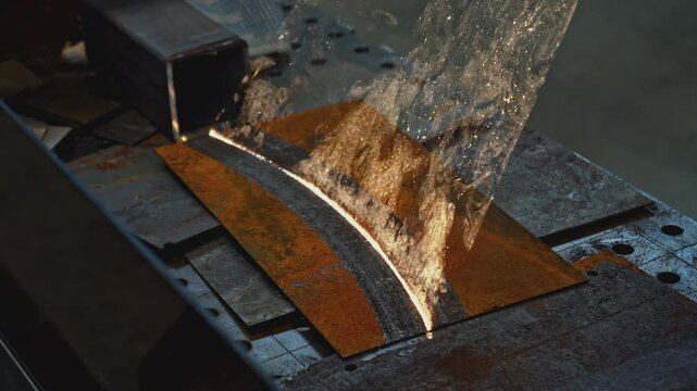 Laser beam that removes rust on metal. Media. Laser beam line removes rusty trace on metal. Industrial laser treatment of metal from rust