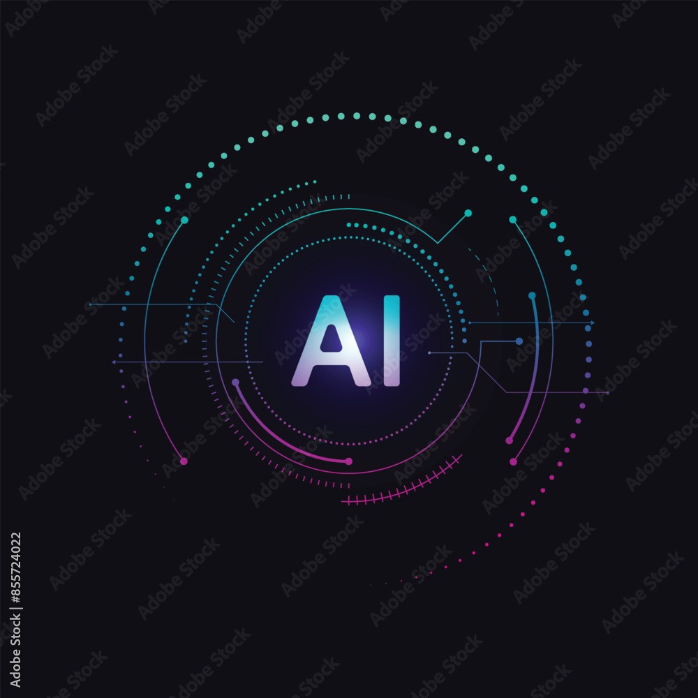 Poster artificial intelligence circuit line style. machine learning design. smart network digital technolog