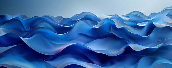 Obraz premium Abstract blue background with fluid white lines, creating a serene ocean wave effect