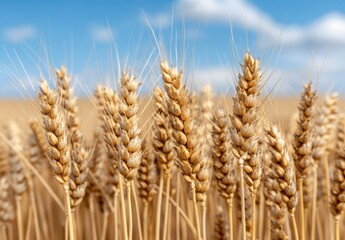 golden wheat field under blue sky