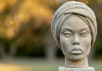 Serene stone sculpture in nature