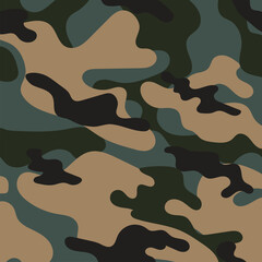 Green military camouflage vector seamless pattern
