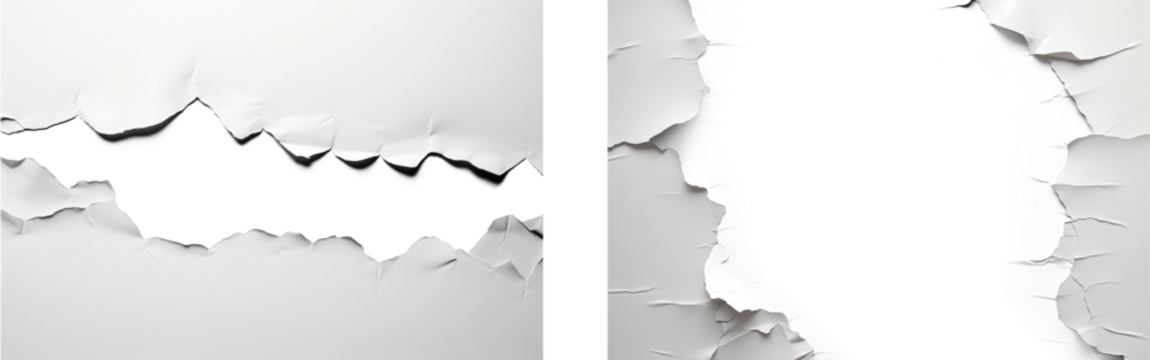 a torn paper strip on white paper line effect set