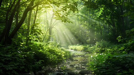 Obraz premium sun rays in the forest