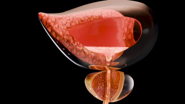 urinary or excretory system, detailed male bladder and prostate gland anatomy, Urology medical, genital reproductive, Nephrology, cross section of Prostatitis, urethra and seminal vesicle, 3d render