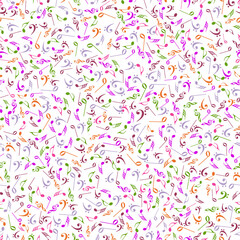 Flat Style Colorful Music Notes Pattern Background, Png Vector.