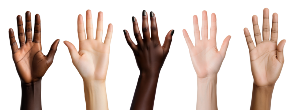 diverse hand showing gesture set