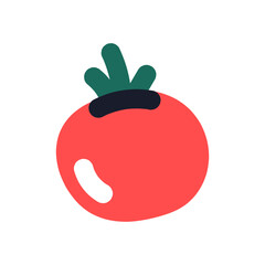 Branch of juicy ripe tomatoes, ripe bunch of tomato, vegetarian organic food, fresh whole tomato vegetables, healthy nutrition food, natural source of vitamins isolated flat vector illustration.
