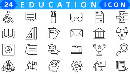 Education line icon collection. Set of vector line icons of education for modern concepts, web, and apps. Set of flat signs and symbols for web and apps