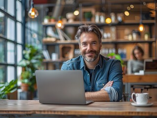 Fototapeta premium Confident Business Leader Collaborating in Stylish Coworking Space