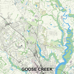 Goose Creek, South Carolina, USA map poster art