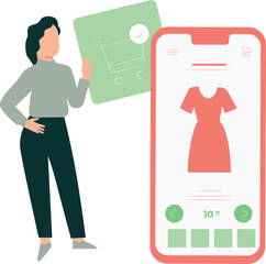 The girl is looking for clothes online.