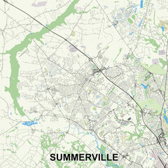Summerville, South Carolina, USA map poster art