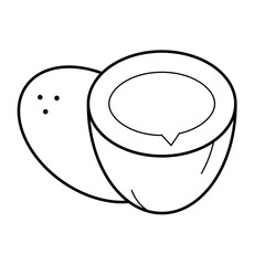 Coconut linear vector icon isolated on white background, Outline whole coconut svg symbol, simple black and white icon