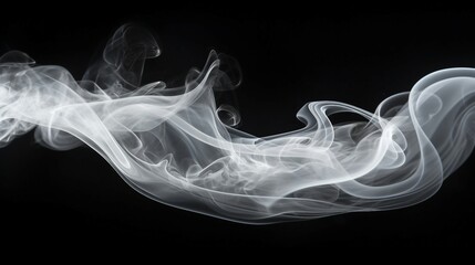 Fototapeta premium Delicate White Smoke Trails Forming Abstract Shapes on a Black Background. Generative AI