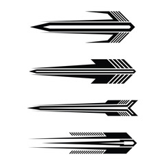 Set of racing geometry striped car wrap decal