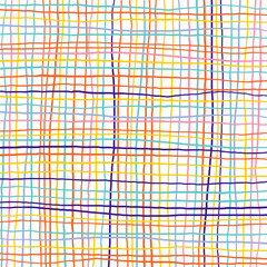 Vector hand drawn cute checkered pattern. Doodle Plaid geometrical simple texture. Crossing lines. Abstract cute delicate pattern ideal for fabric, textile, wallpaper