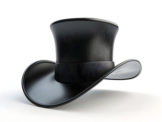 Sophisticated Black Top Hat on Pristine White Background with Elegant Design and Copy Space