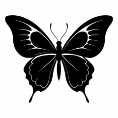 Silhouette butterfly Vector Illustration Isolated on White Background