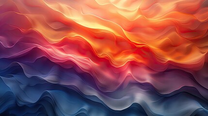 Obraz premium Colorful abstract waves with vibrant orange, red, and blue hues, ideal for artistic backgrounds and design projects