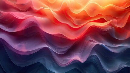 Obraz premium Colorful abstract waves with vibrant orange, red, and blue hues, ideal for artistic backgrounds and design projects