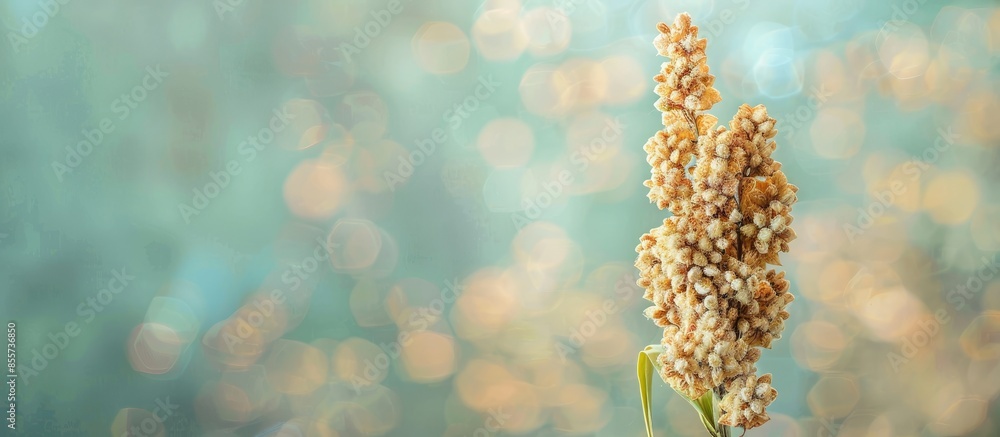 Poster Sorgo seed (Sorghum Moench) pastel background  Food. with copy space image. Place for adding text or design