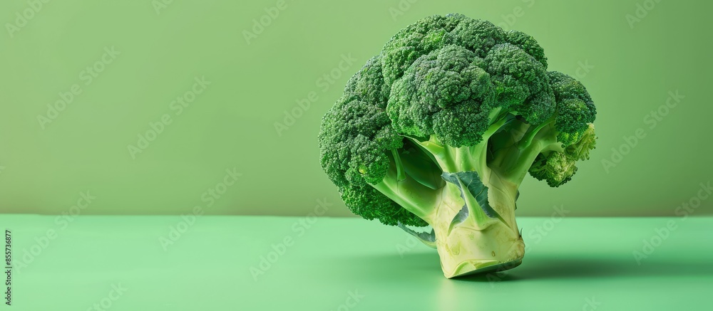 Aufkleber fresh broccoli isolated on pastel background food isolated. with copy space image. place for adding 