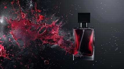 Modern Black Friday advertisement poster with dynamic and realistic perfume designs presented in graphic style against a sleek black background