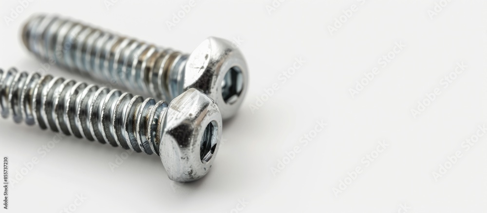 Poster Two screws isolated on white background. with copy space image. Place for adding text or design