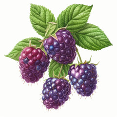 A vibrant illustration of fresh blackberries with leaves, perfect for promoting summer harvest, healthy eating, and natural food concepts