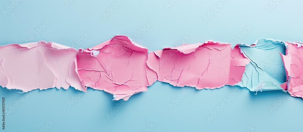 Poster Torn paper borders isolated on pastel background Ripped. with copy space image. Place for adding text or design