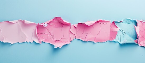 Torn paper borders isolated on pastel background Ripped. with copy space image. Place for adding text or design