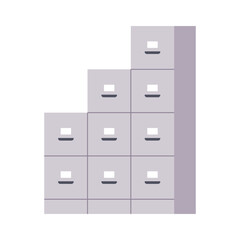 Office wall of filing cabinet, office furniture for document storage, documents data archive storage business administration, business archive, confidential data management flat vector illustration.
